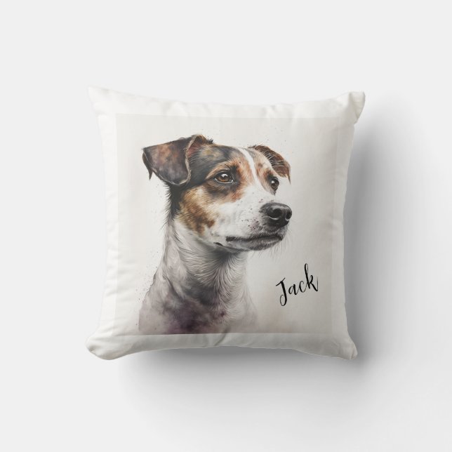 Hund Memorial Keepsak Jack Russell Personlig Kudde (Framsida)