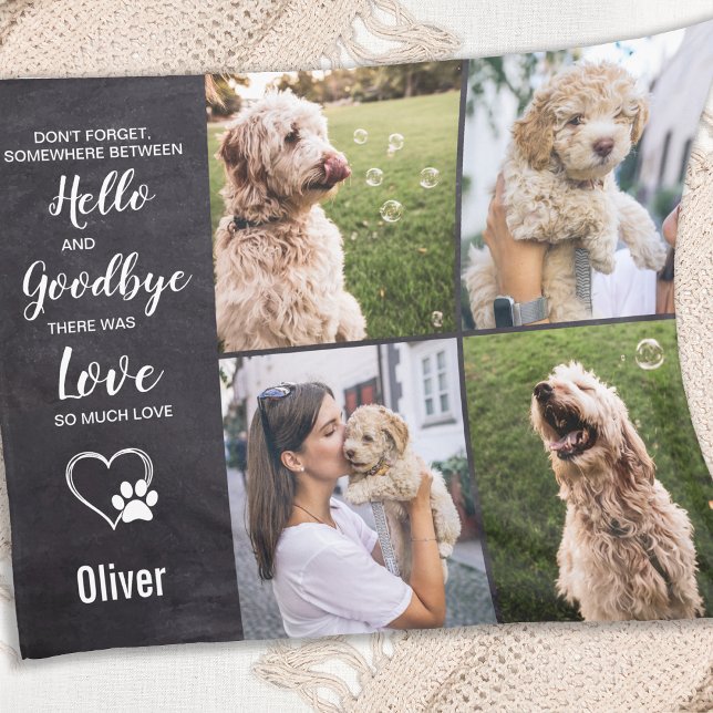 Hund Memorial Keepsak Sympathy Pet Photo Collage Fleecefilt (Skapare uppladdad)