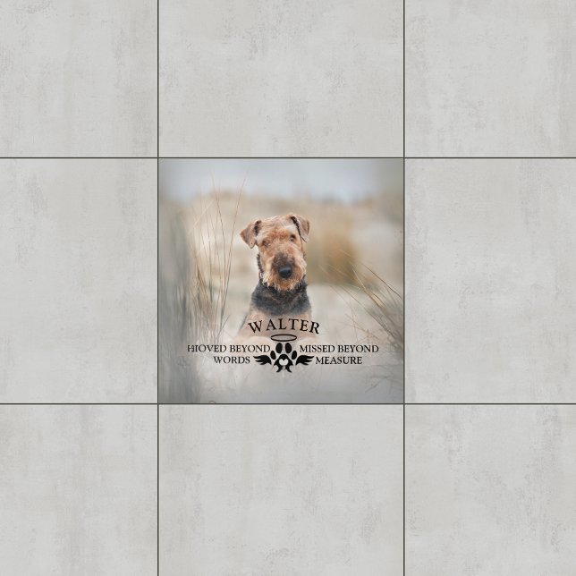 Hund Memorial - Loved förbi bortom Ord - Anpassnin Kakelplatta (Dog Memorial - Loved Beyond Words - Custom Photo Ceramic Tile
)