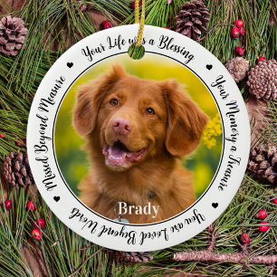 Hund Memorial Personalize 2 Photo Pet Loss Keepsak Julgransprydnad Keramik