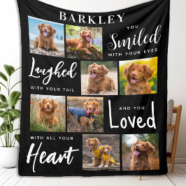 Hund Memorial Personlig Pet Loss 8 Photo Collage Fleecefilt