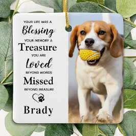 Hund Memorial Personlig Pet Loss Loss Gift 2-foto Julgransprydnad Keramik