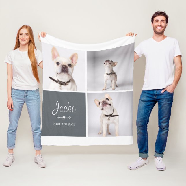 Hund Memorial Pet Loss Keepsaké Photo Collage Fleecefilt (På plats)