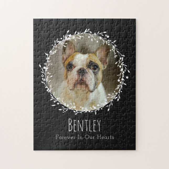 Hund Memorial Pet Loss Keepsaké Två foto- andekran Pussel (Vertikal)