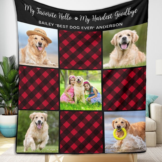 Hund Memorial Pet Loss Personlig Photo Red Play Fleecefilt (Skapare uppladdad)