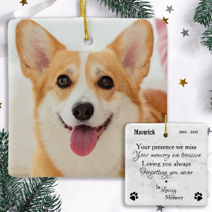 Hund Memorial Pet Loss Personlig Sympathy Photo Julgransprydnad Keramik