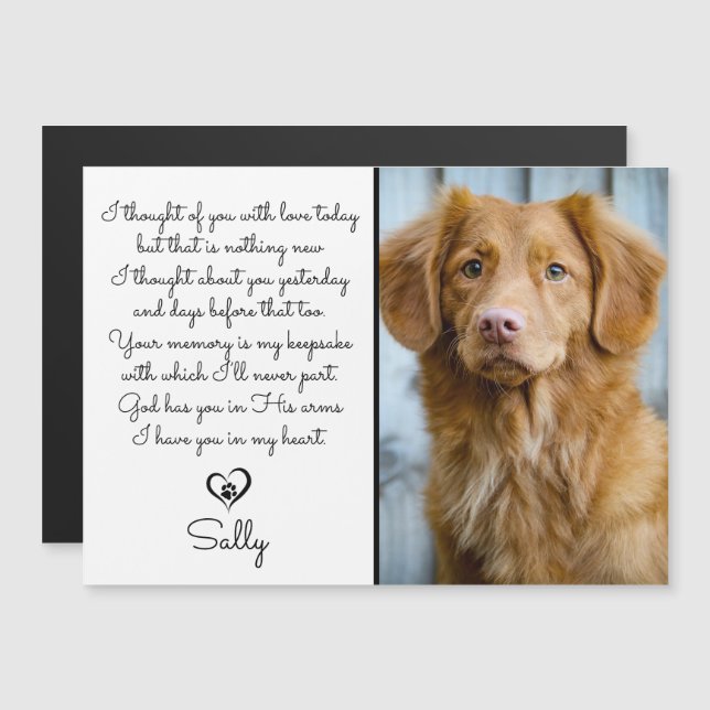 Hund Memorial Pet Loss Photo Magnet (Fram/baksida)