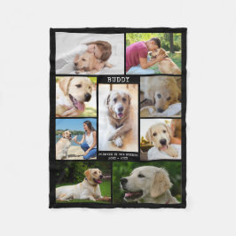 Hund Memorial Photo Collage Namn Data Black Fleecefilt