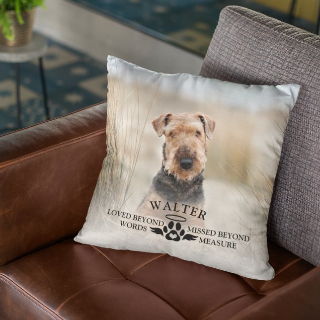 Hund Memorial Photo Dekorativ kudde (Dog Memorial Photo Throw Pillow
)
