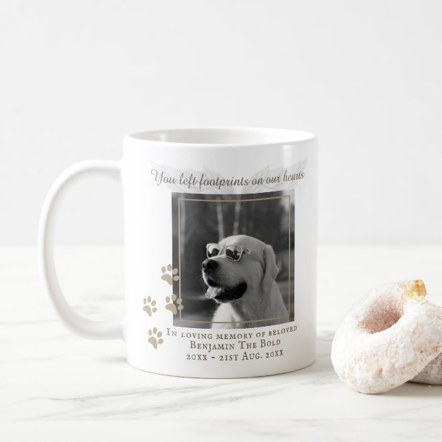 Hund Memorial PHOTO Keepsaké Gift - lägg till text Kaffemugg (Med munk)