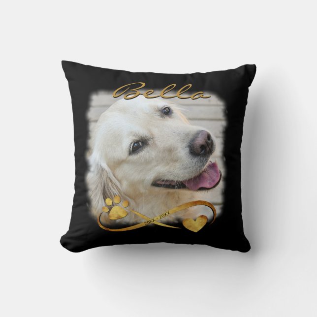 Hund Memorial Photo Tass Heart Infinity Keepsak Kudde (Framsida)