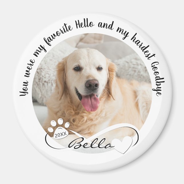 Hund Memorial Quote 2 Photo Pawprint Heart Infinit Magnet (Framsidan)