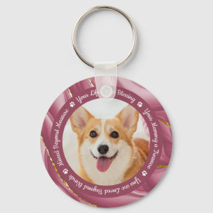 Hund Memorial Ro Guld 2 Personlig Pet Photo Nyckelring