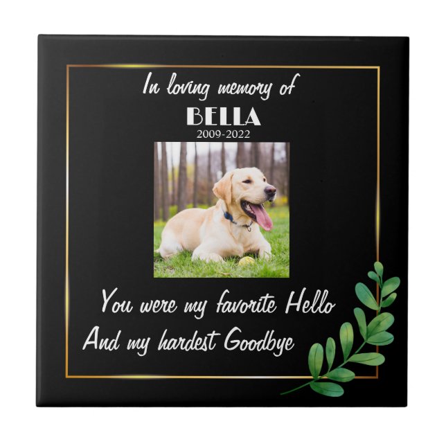 Hund Memorial Stone-förlust av Pet Stone Black Kakelplatta (Framsidan)