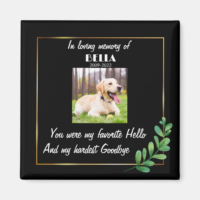 Hund Memorial Stone-förlust av Pet Stone Black Magnet (Framsidan)