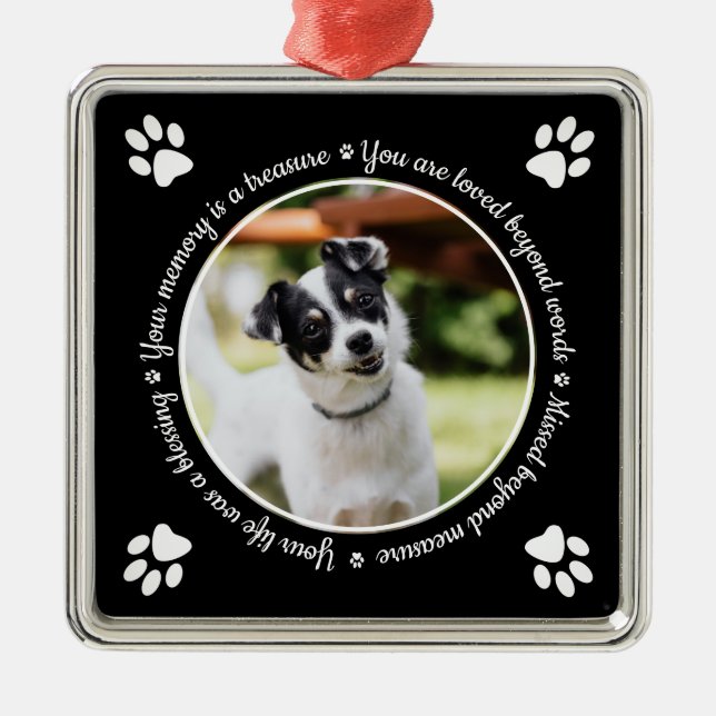 Hund Memorial Tass avtryck Photo Metall Ornament (Framsidan)