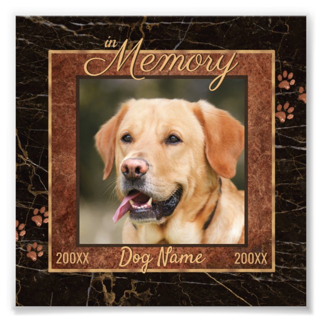 Hund Memory Marble Rustic Square Keepsaké Fototryck (Framsidan)