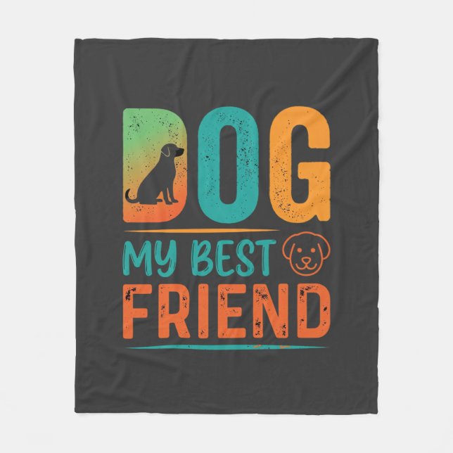 Hund Min Bästa Vän Retrodesign Fleecefilt (Framsidan)