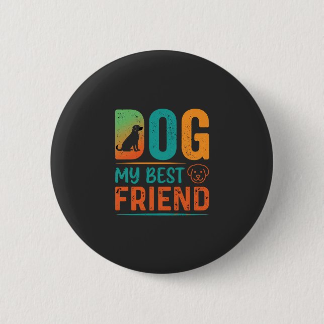 Hund Min Bästa Vän Retrodesign Knapp (Framsida)