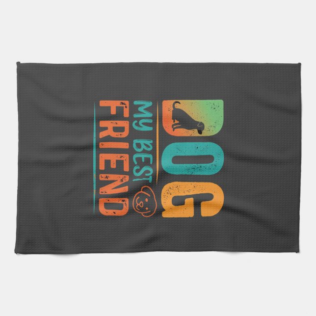 Hund Min Bästa Vän Retrodesign Kökshandduk (Horisontell)