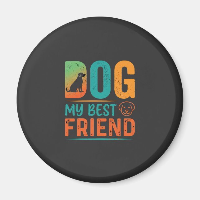 Hund Min Bästa Vän Retrodesign Magnet (Framsidan)