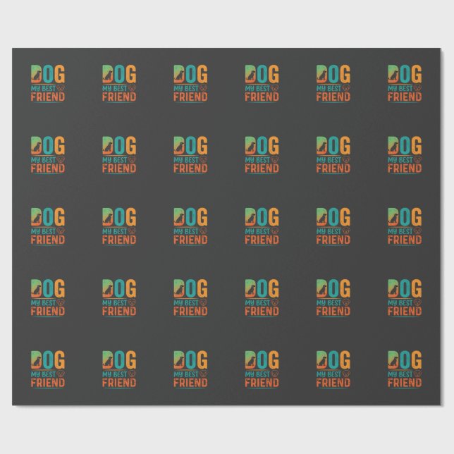 Hund Min Bästa Vän Retrodesign Presentpapper (Platt)