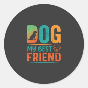 Hund Min Bästa Vän Retrodesign Runt Klistermärke