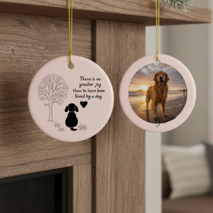 Hund Minnesbild Större Glädje Citat Räddning Julgransprydnad Keramik