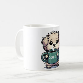 Hund mit Kaffeetasse Kaffemugg