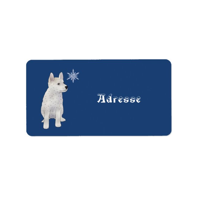 Hund mit Schneeflocke Adressetikett (Framsidan)