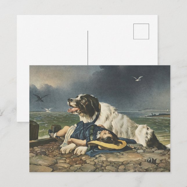 Hund mod: Sparad av Herr Edwin Landseer Vykort (Fram/baksida)
