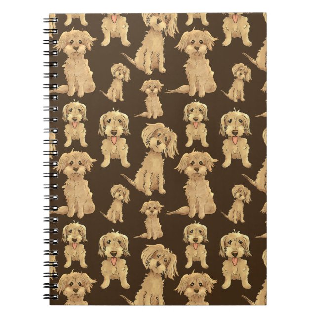 Hund Mönster Brown labradoodle goldendoodle Anteckningsbok (Framsidan)