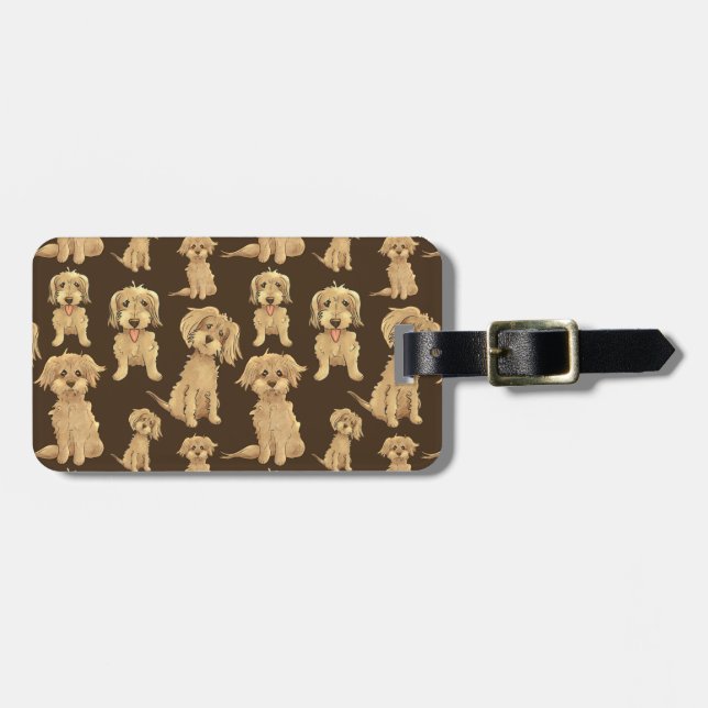 Hund Mönster Brown labradoodle goldendoodle Bagagebricka (Horisontell Framsida)