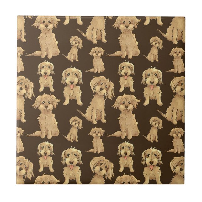 Hund Mönster Brown labradoodle goldendoodle Kakelplatta (Framsidan)