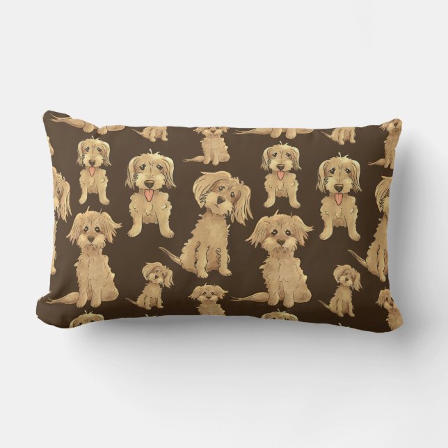 Hund Mönster Brown labradoodle goldendoodle Lumbarkudde (Framsida)