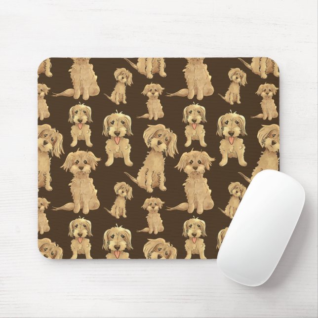 Hund Mönster Brown labradoodle goldendoodle Musmatta (Med mus)