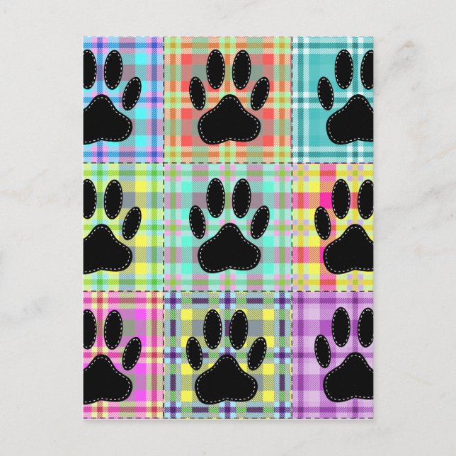 Hund Mönster Quilt Vykort (Framsida)