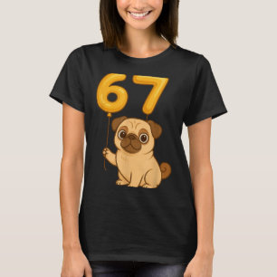 Hund Mops 67 Meme Sex Sju Ballong Rolig Gen Alpha T Shirt