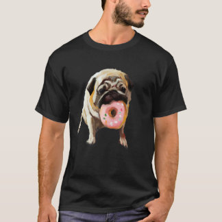 Hund Mops Äter Donut 1 T Shirt
