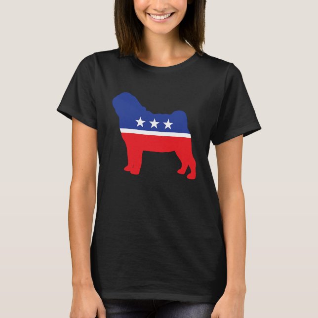 Hund Mops Politisk Symbol Valmaskot T Shirt (Framsida)