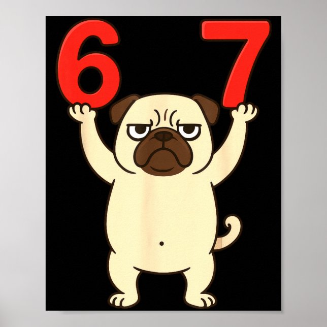 Hund Mops Rolig 67 Meme Sex Sju  Poster (Framsidan)