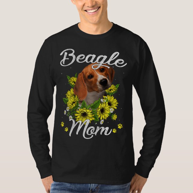 Hund Mors dag Gift Solrosbeagle Mamma T Shirt (Framsida)