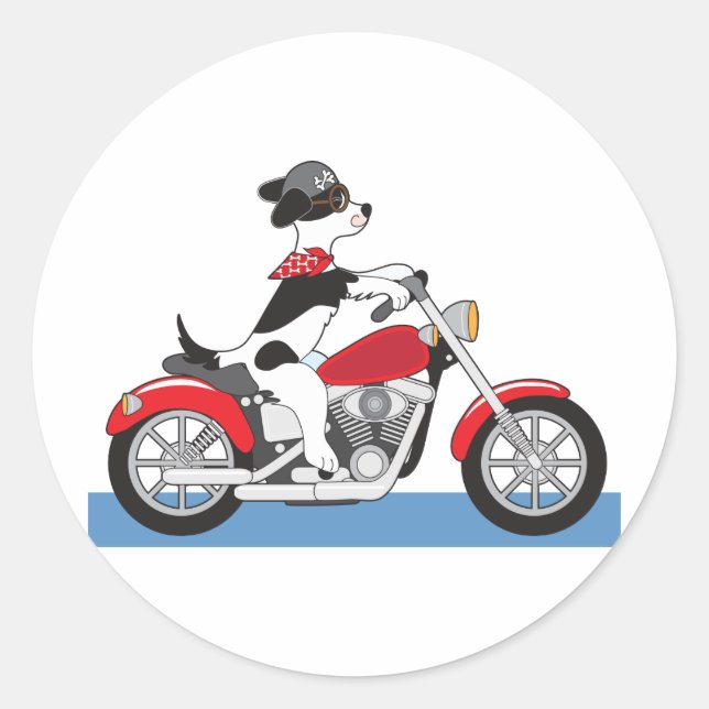Hund motorcykel runt klistermärke (Framsida)