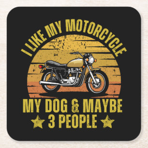 Hund Motorcykel Underlägg Papper Kvadrat