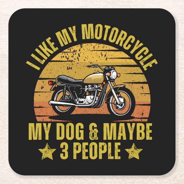 Hund Motorcykel Underlägg Papper Kvadrat (Framsidan)