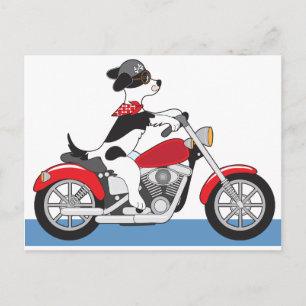 Hund motorcykel vykort