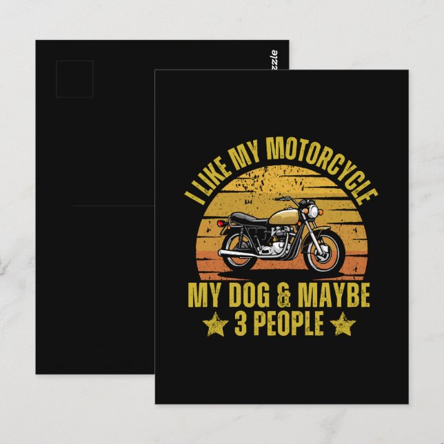Hund Motorcykel Vykort (Fram/baksida)