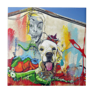 Hund Mural Graffiti Kakelplatta