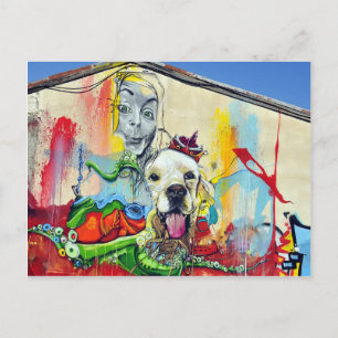Hund Mural Graffiti Vykort