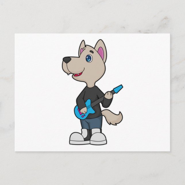 Hund Musician Guitar Music Vykort (Framsida)